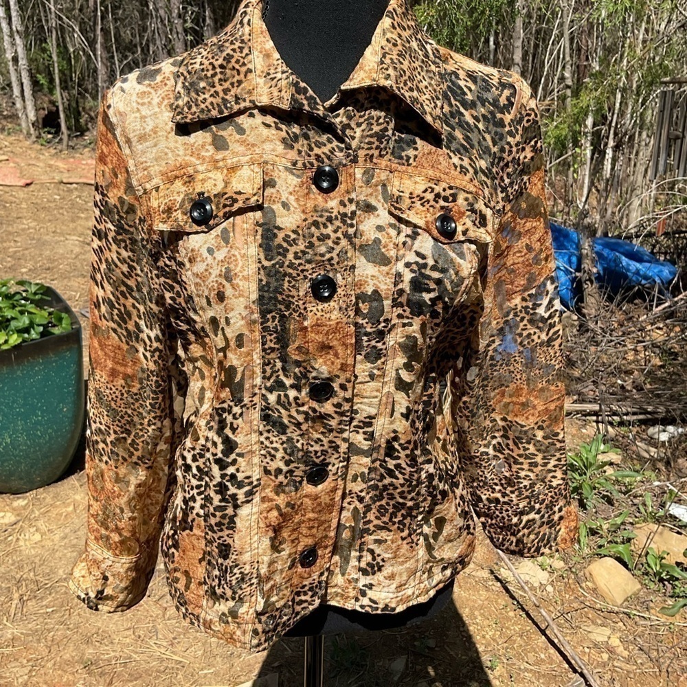 Multiples. Size S. Animal print sheer jacket.
